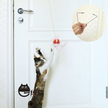 A Knitting cat self-Hi hanging door little mouse elastic feather tease stick butterfly clip door suspension elastic automatic toy
