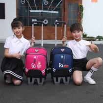 Grade 1 3 6 6 Wheel pull rod boy bag climbing double shoulder drag girl backpack 12-year-old for elementary school children