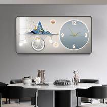 Frameless painting decoration wall clock hanging wall living room light luxury free punching silent clock home fashion creative clock hanging painting