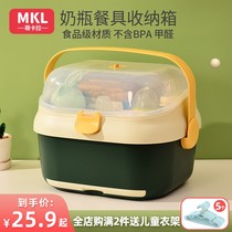 Baby bottle storage box portable bottle storage box baby tableware tableware drain rack with cover dustproof baby special