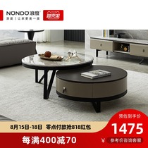 Italian minimalist rock board round coffee table Modern simple size round living room marble household coffee table table combination