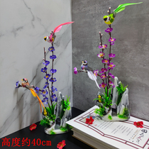 Hotel seafood stab posture made decoration bamboo ladder creative embellishment simulation pine tree fake flower sushi plate decoration