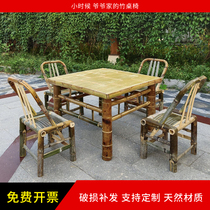 Bamboo chair leaning back armchair handmade old fashioned bamboo rattan chairs Home Balcony Bamboo Tea Table And Chairs Combined Tea Room Bamboo Table Tea