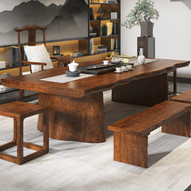 New Chinese style solid wood tea table and chair combination modern simple small tea table Kung Fu Big Board tea table tea set
