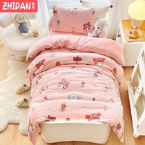 Kindergarten quilt three-piece set winter thickened milk velvet childrens bedding coral quilt cover six-piece set baby bedding