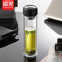 Fuguang double-layer glass mens thickened household transparent high-end drinking tea cup heat insulation office tea cup