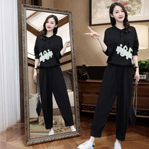 Western style fashion casual suit womens autumn clothes 2021 New Net red fried street five-leg wide-legged bloomers two-piece set