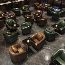 Retro bar table and chair combination Music Bar Tavern milk tea shop double sofa cafe Western restaurant card