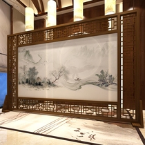 Chinese screen partition simple modern living room hotel office solid wood porch ink landscape mobile semi-transparent seat screen