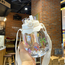 Net red summer super large capacity water cup high temperature resistant cute straw space Cup with portable big belly water bottle