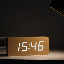 Art Boat clock retro classic wood LED electronic alarm clock creative LED living room clock silent bedside clock