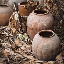 Huahan large antique clay pot old jar pottery pottery decorative ornaments flower bed red pottery vase