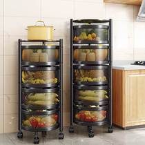 Kitchen vegetable and vegetable storage rack floor-to-ceiling multi-layer fruit basket fruit and vegetable rack household rotatable storage shelf