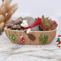 Creative American pastoral cute Christmas hedgehog succulent plant flower pot childrens room balcony garden decoration micro landscape