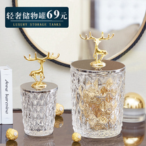 European storage tank model room living room metal glass tea table creative candy tank American luxury home decorations