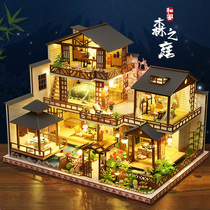 Music Box Music Box Sky City diy Handmade Wooden Villa Model Girl Creative Christmas Gift Girlfriend