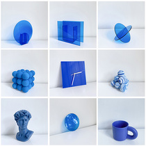 Klein blue photo props acrylic decoration background Board simple modern studio vase shape ornaments acrylic wall clock happy planet fashion window display props