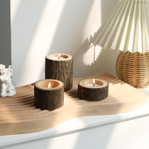 ins decoration photo props background log tree pile candle holder small number of incense candle retro desktop zakka pendulum piece