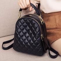 Genuine Leather Women Bag 2022 New Tide Mini Double Shoulder Bag Woman Temperament Head Layer Bull Leather Rhombus Back Satchel Small Backpack