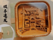 Three-dimensional light and shadow music box Hogwarts Chihiro Soup House Totoro 3D nightlight wooden touch music box gift