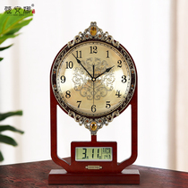 New Chinese-style clock living room desktop ornaments home desktop watches fashion atmospheric placement mute perpetual calendar clock