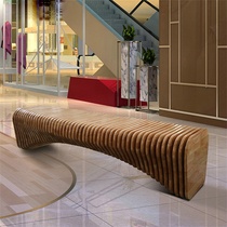 Plaza Hotel lobby waiting stool solid wood Nordic creative geometric bench shopping mall rest stool model room bench