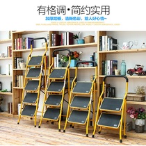 Thickened multi-functional wide-step household ladder big pedal iron ladder three-step four-step ladder stair escalator