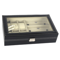 Dustproof 6-digit watch box 3-case glasses box simple transparent glasses storage box portable glasses watch display box
