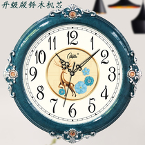 Kangba 16-inch European creative round glass wall clock living room silent household sweeping movement quartz clock