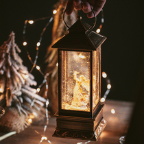 Christmas wind lights falling snow crystal ball music box rotating ballet girl music box birthday gift