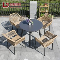 Outdoor table and chairs Combined villa Courtyard Embalming Wood Table And Chairs Balcony Vines Chair Outdoor Garden Terrace Cool Table Leisure Chair