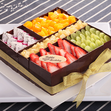 巧克力水果方形生日蛋糕北京杭州合肥大连天津同城店速递全国配送