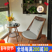 Balcony leisure chair indoor bedroom European style single leisure chair home set small table chair rattan chair three-piece set