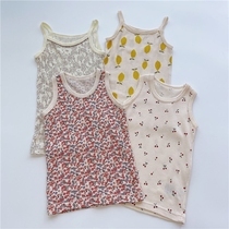 80-90-95 day single girl Summer cotton vest sling soft fresh Jacquard waffle fabric