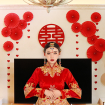 Room layout set pull flower decoration living room TV background wall scene romantic happy character set wedding supplies