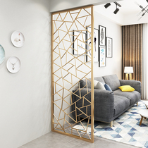 Wrought iron screen partition decoration living room Stainless steel mobile modern simple entrance hollow home restaurant Beauty shop