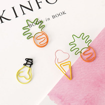 Two-color cute fruit shape paper clip ice cream pineapple bookmark decoration student color paper clip single