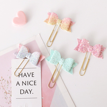 Gradual color bow decoration paper clip cute girl heart large jewelry paper clip hand bookmarks 4