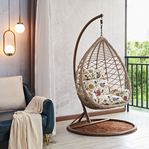 Balcony hanging chair Swing lazy hanging basket rattan chair Birds nest indoor double rocking chair single hammock Outdoor cradle Simple