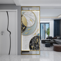 European-style home barrier brake entrance partition Living room Light luxury metal glass screen Simple modern Chinese Jiuyu Ju Cai