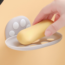 Soap box suction cup punch-free wall-mounted soap box creative drain rack bathroom creative personality cute