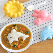 Cute Japanese rabbit rice ball mold set creative cartoon childrens breakfast rice shape Bento abrasive artifact