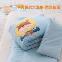 Pure cotton kindergarten quilted with three sets of children bedding six sets of babies to sleep in the garden Crib Blue Green