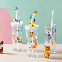 Modern housewife high-value animal straw water cup female summer scale Cup with straw large capacity Cup cute