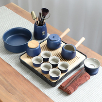 Black pottery side pot kung fu tea set Small set home simple modern living room water storage type dry bubble tea tray teapot