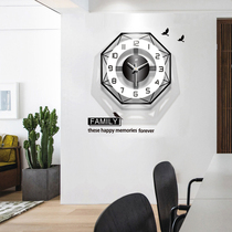 Clock and clock living room silent personality fashion creative Nordic big clock home Modern simple clock clock quartz clock