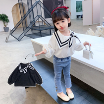 Girl Springtime Long Sleeve Blouse 2022 New Children Autumn Dress Female Baby Spring Autumn Ocean Korean version Butterfly knot shirt