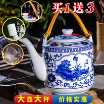 Ceramic teapot large household high temperature resistant large capacity single pot tea green and white kettle boiling kettle cold water porcelain kettle