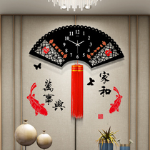 Chinese fan-shaped clock clock living room home creative fashion atmosphere mute personality simple decorative quartz clock