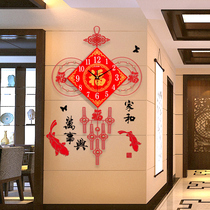Chinese knot luminous wall clock Fashion watch living room creative home atmosphere personality quartz clock wall watch Chinese style